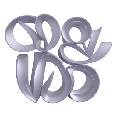 3D emoji of the word WIND, metallic silver letters with a glossy finish, swirling in the air sticker
