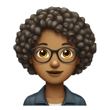 Curly hair girl with glasses  sticker