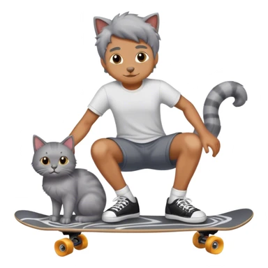 Man on a skateboard with his cat sticker