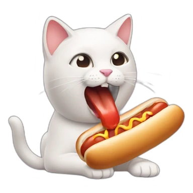 Cat eating hot dog sticker