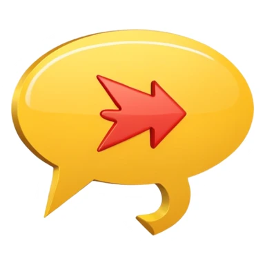 a yellow speech bubble but instead of a normal tail it’s a pointing arrow instead, not 3d, cartoony style sticker