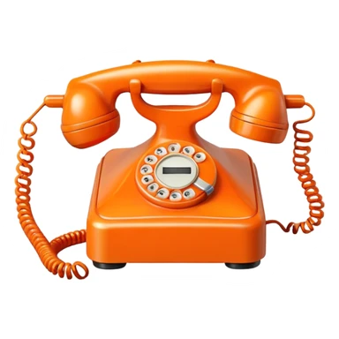 vintage telephone in orange color, transparent background sticker