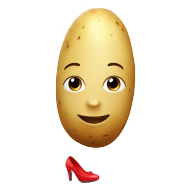 potato with female face with legs wearing red high heels sticker