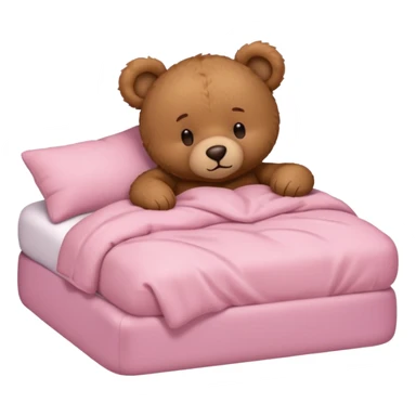 Brown Teddy bear sleeping in light pink bed sticker