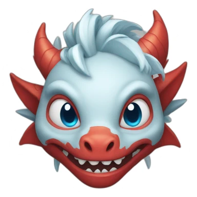face red dragon with blue eyes sticker