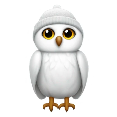 White owl with winter hat sticker
