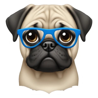 Dog pug with blue glasses sticker