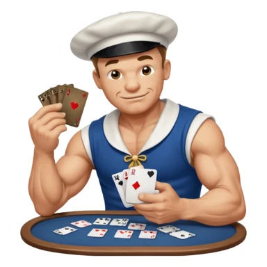 Popeye the sailor playing poker sticker