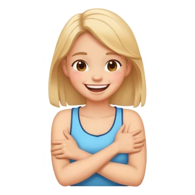 arms crossed holding neck laughing girl sticker