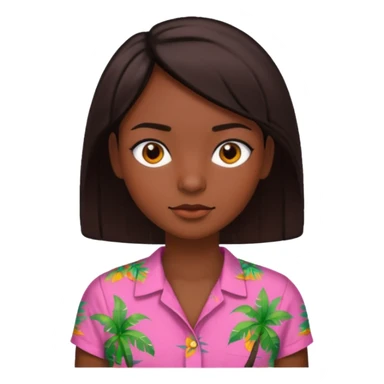 create an emoji of Sky (a man) in mamma Mia but with short dark brown hair, dark skin, dark brown eyes and an orange and pink tropical shirt with short sleeves sticker
