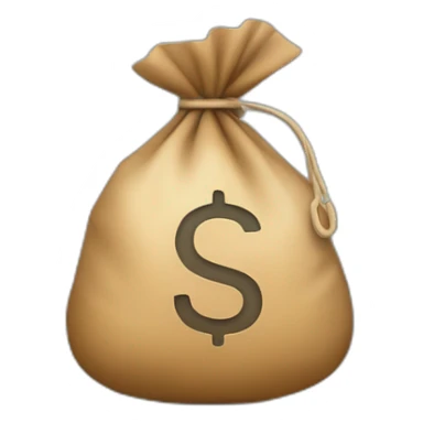 Money bag with letter ₸ in the center of the bag sticker