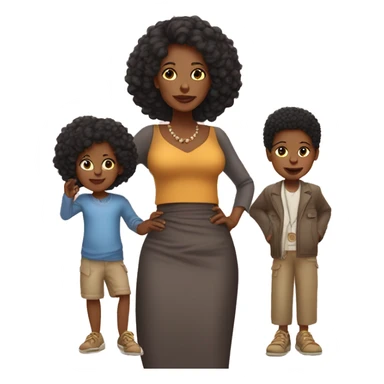 african american mom wearing expensive clothes with her 2 kids wearing poor clothes sticker