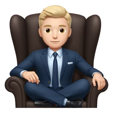 businessman sitting in an armchair, confident relaxed pose, formal suit and tie, professional corporate vibe, 3D cartoon style, mobile game icon style, clean background, no text, no watermark
 sticker