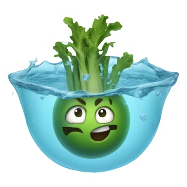 A cartoon vegetable drowning in water sticker