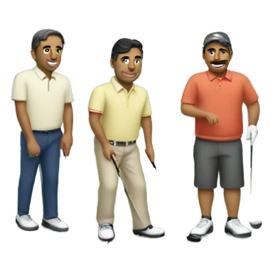 3 latino men golfing sticker