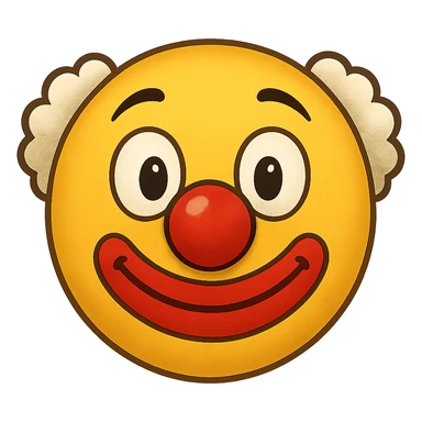 yellow face with red clown nose emoji, digital illustration sticker
