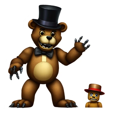 robotic bear with top hat fnaf freddy fazbear animatronic creepy sticker