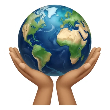 Beige hands holding earth sticker