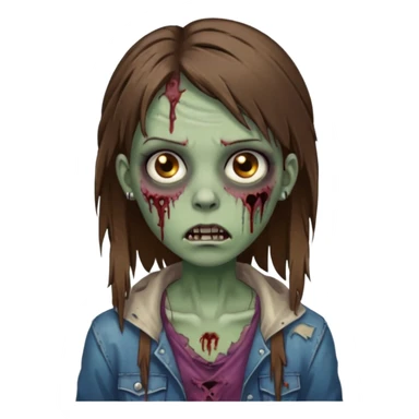 a zombie girl with straight brown hair long with piercings sticker