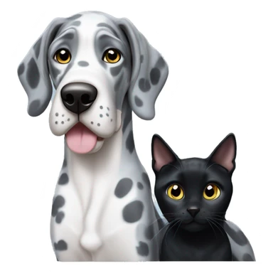 Blue Merle Great Dane and black cat sticker