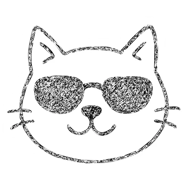 cat wearing sunglasses hand drawn outlined icon sticker