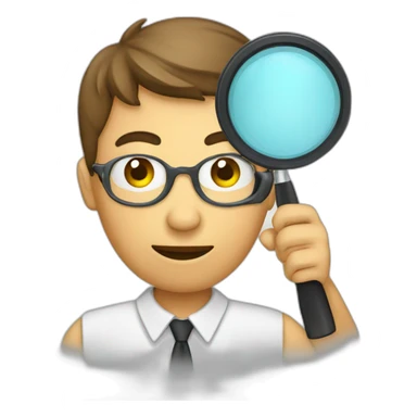 person with magnifying glass sticker