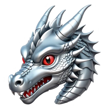 3d head of chrome plated silver dragon sticker