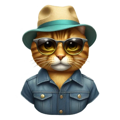 cool cat with sunglasses and hat sticker