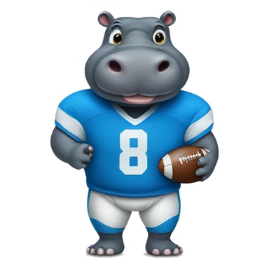 hippo holding football with blue jersey sticker