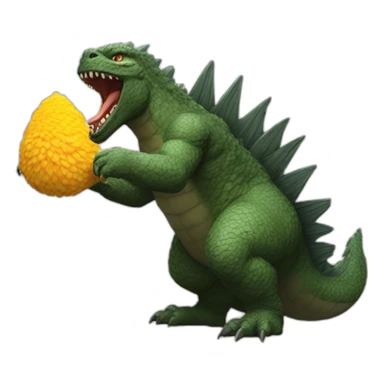 godzilla cenando una gallina sticker