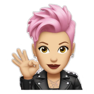 The singer P!nk do a rock sign sticker
