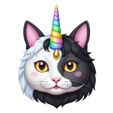 Black long haierd cat whit A unicorn horn sticker