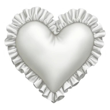 White silk heart shaped pillow with ruffles sticker