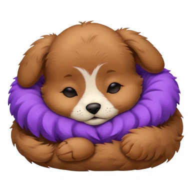 brown puppie sleeping with a purple collar on sticker