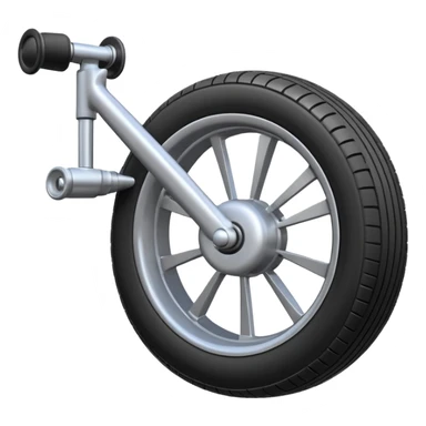 Emoji-style aircraft landing gear with a single wheel and strut, simplified design, clean lines, cartoon-like, isolated on white background, minimal shading sticker