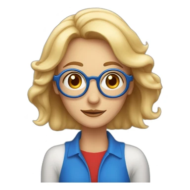 Leona, 63 años, rubia canosa, ojos azules, con lentes muy Rojo redondos, alegre sticker