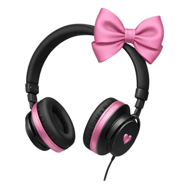 headphones with bow on the right side  sticker