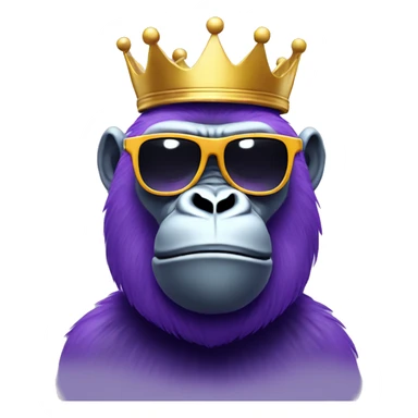 purple gorilla with crown and sunglasses sticker