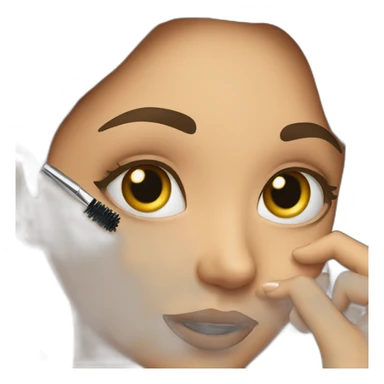 Girl putting on mascara sticker