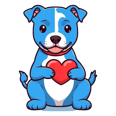 Blue pitbull doing heart hands sticker