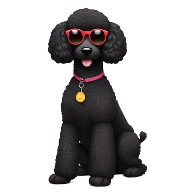 black poodle wearing some big round sunglasses  sticker