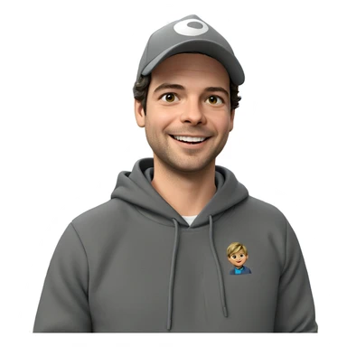 smiling boy in grey hoodie sticker