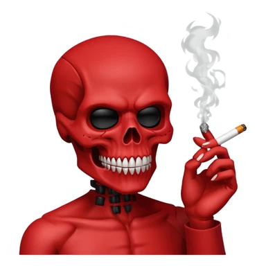 Scary red skull with body and smoking full red  sticker
