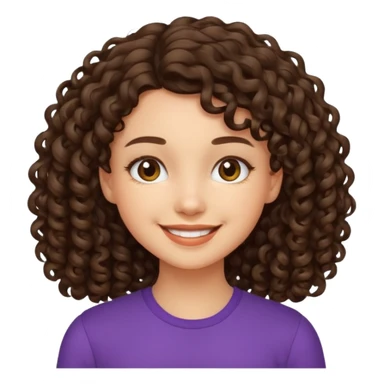an emoji that describes a cute short curly lolng hair brunette girl sticker