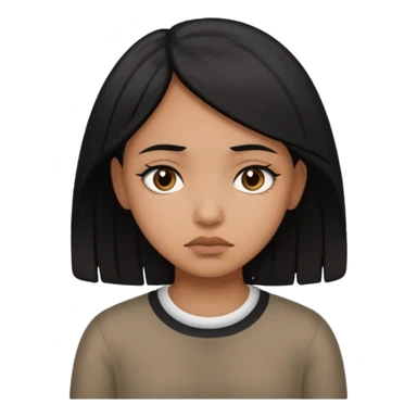 brown girl who is a baddie with black hair who is sad sticker