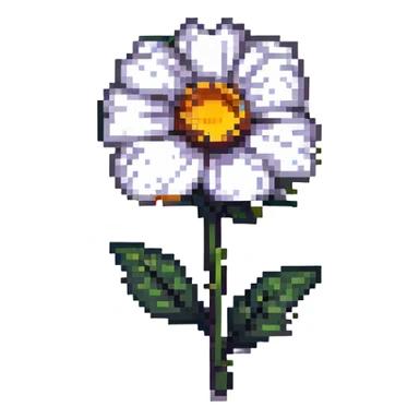 12x12 pixel art flower, minimal details, bold black outline sticker