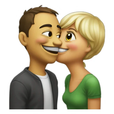 meme trollface with pepe kissing sticker