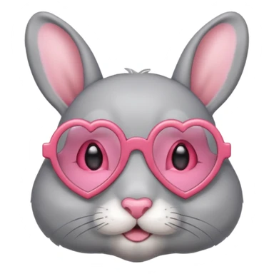 Gray bunny wearing heart-shaped glasses. sticker