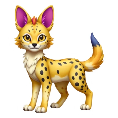 Cute Kawaii Epic Colorful Sergal-Serval-Vernid full body sticker