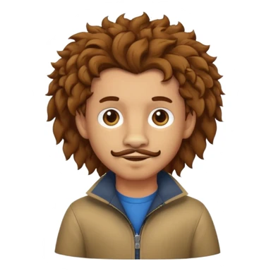 Make a cute boy lion with curly brown hair with a disconnected goatee and medium skin sticker